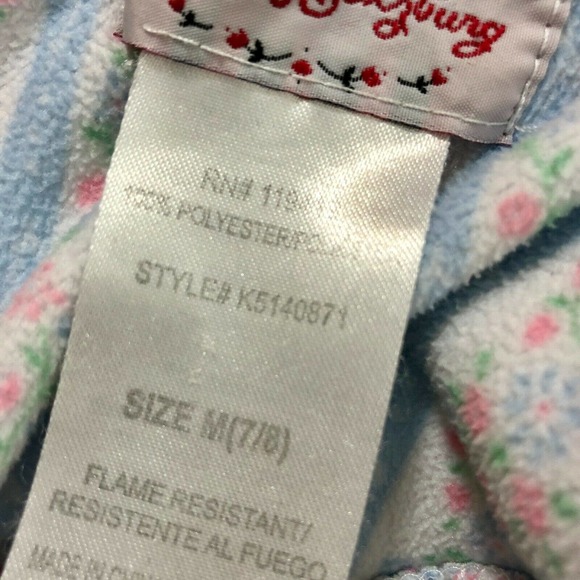 Lanz Of Salzburg Nightgown Girls M 7/8 Blue Floral Stripe Flannel - Picture 5 of 9